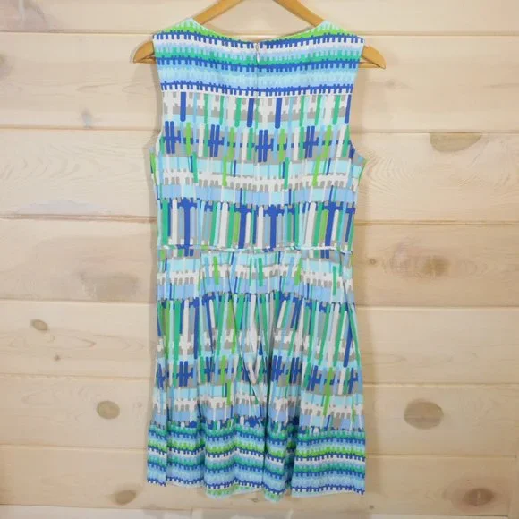 Dressbarn Womens Size 10 Sleeveless A-Line Dress Geometric Print - Picture 3 of 9